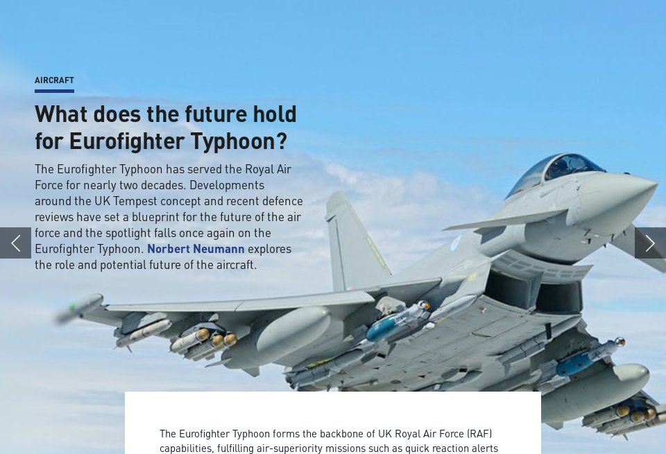 The future of the Eurofighter Typhoon - Global Defence Technology ...