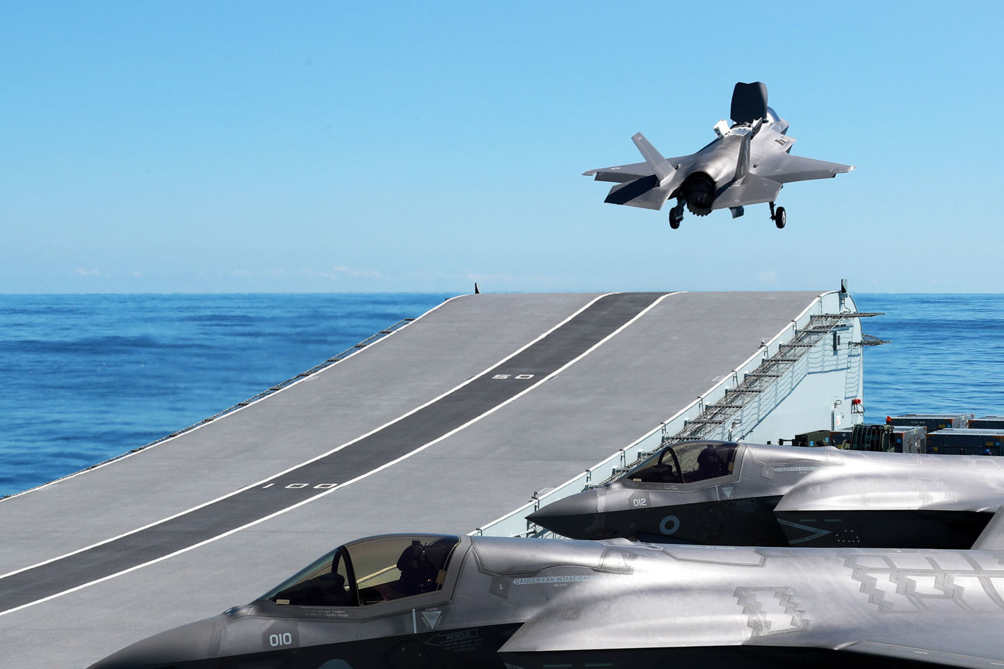 A British F-35B takes off from HMS Queen Elizabeth.